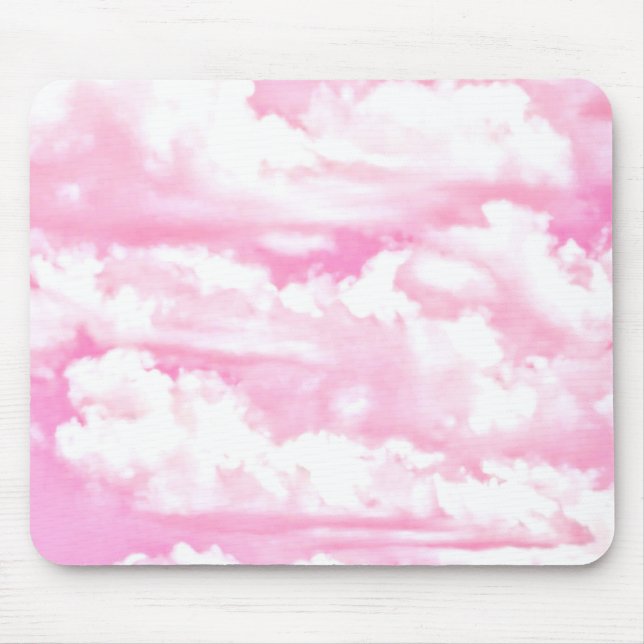 Mousepad Secagem de Nuvens Felizes, Rosa Bebida (Frente)