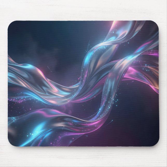 Mousepad Seda Fluida Neon Celestial Luminosa Abstrata Cósmi (Frente)