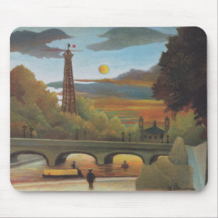 Mousepad Seine e Torre Eiffel ao Pôr-do-Sol por Henri Rouss