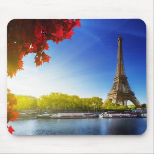Mousepad Seine em Paris com a torre Eiffel no tempo do