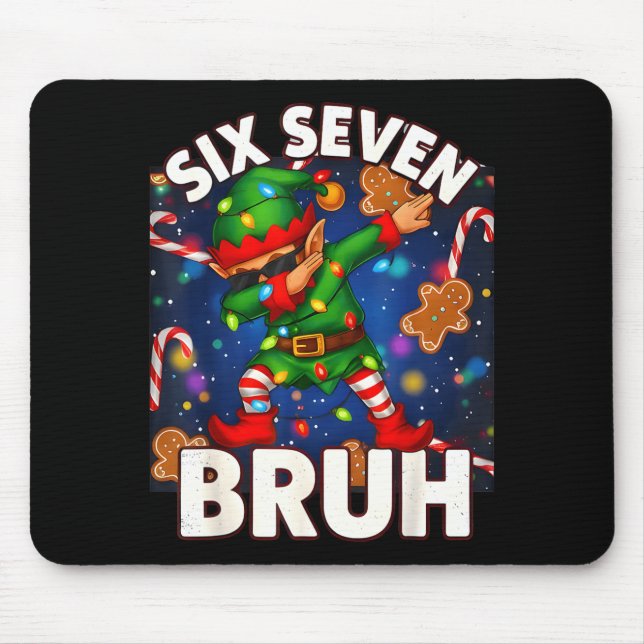 Mousepad Seis Sete 6 7 Divertido Bruh Natal Elfo Dabbing Ta (Frente)