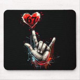 Mousepad Seis Sete 6 7 Eu Te Amo Sinal de Mão Asl Coração C