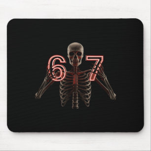 Mousepad Seis Sete 6 7 Meme Divertido Esqueleto Mãos Sinal