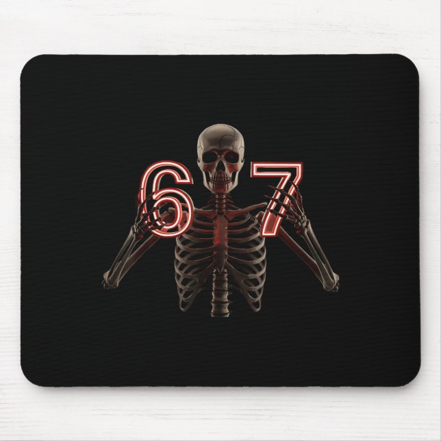 Mousepad Seis Sete 6 7 Meme Divertido Esqueleto Mãos Sinal  (Frente)