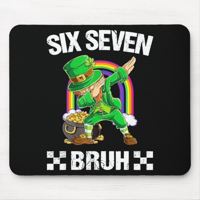 Mousepad Seis Sete Bruh Dabbing Leprechaun Dia de São Patrí (Frente)