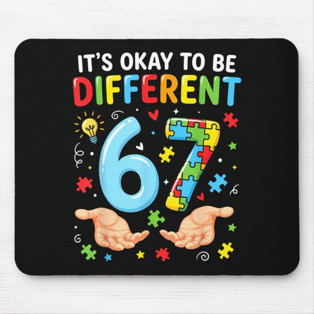 Mousepad Seis Sete Conscientização do Autismo 67 Quebra-cab (Frente)