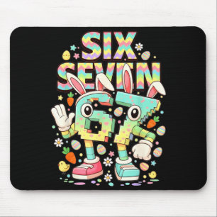 Mousepad Seis sete meme 67 brainrot engraçado coelho da Pás