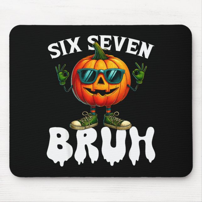 Mousepad Seis Sete Meme 6 7 Engraçado Bruh Abóbora Hallowee (Frente)