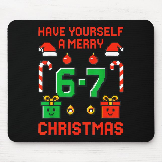 Mousepad Seis sete meme engraçado alegre 67 natal xmas (Frente)