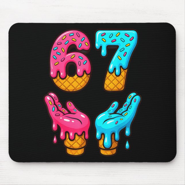 Mousepad Seis Sete Sorvete Gota Meme 67 Engraçado Gen Alpha (Frente)