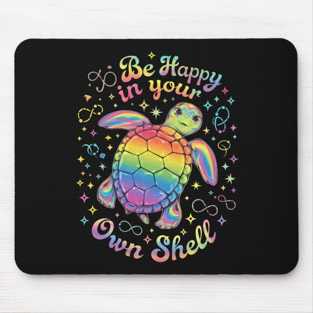 Mousepad Seja Feliz Em Seu Próprio Shell Rainbow Turtle Aut (Frente)