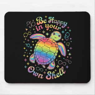Mousepad Seja Feliz Em Sua Própria Concha Tartaruga Arco-Ír