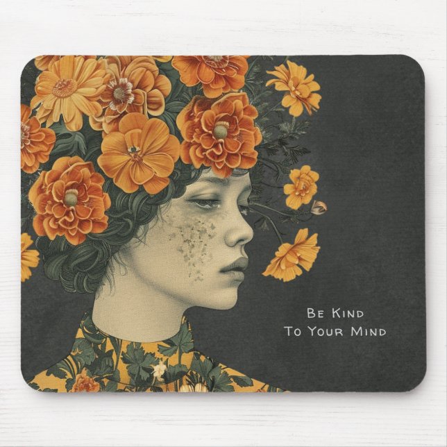 Mousepad Seja gentil com a sua cabeça, um rato artístico (Frente)