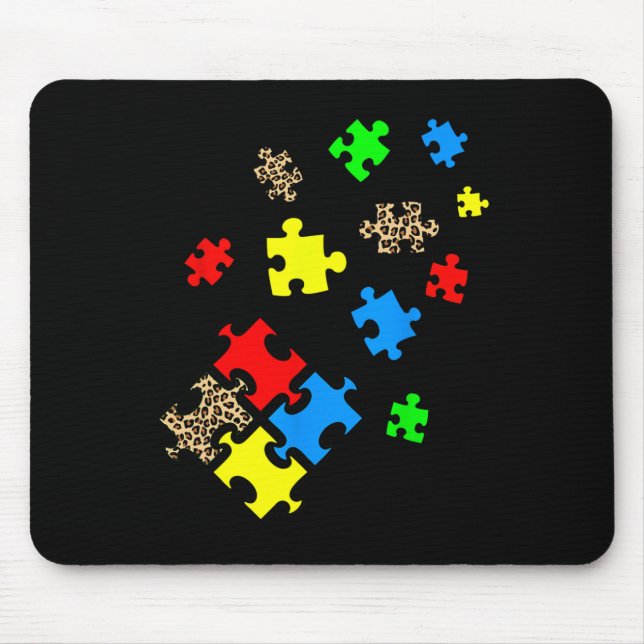Mousepad Seja Gentil Peças de Puzzle Leopardo Conscientizaç (Frente)