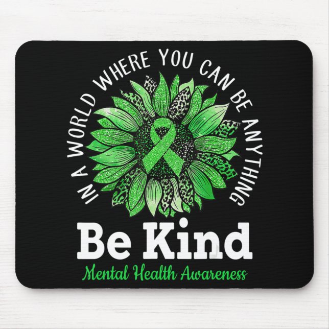 Mousepad Seja verde Fita Sunflower Mental Health Aware (Frente)