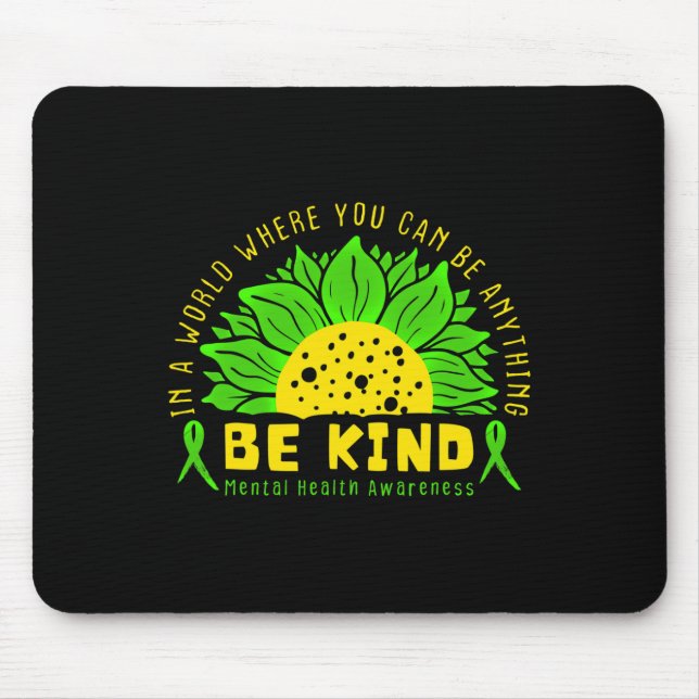 Mousepad Seja verde Fita Sunflower Mental Health Aware (Frente)