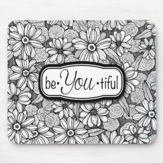 Mousepad seja•Você•floral preto & branco tiful (mousepad)