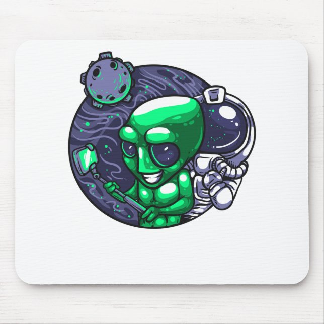 Mousepad Selfie Alienígena para Fã de Astronomia e Professo (Frente)