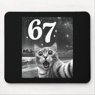 Mousepad Selfie de Gato Com 67 Meme Gatos Engraçados Gráfic