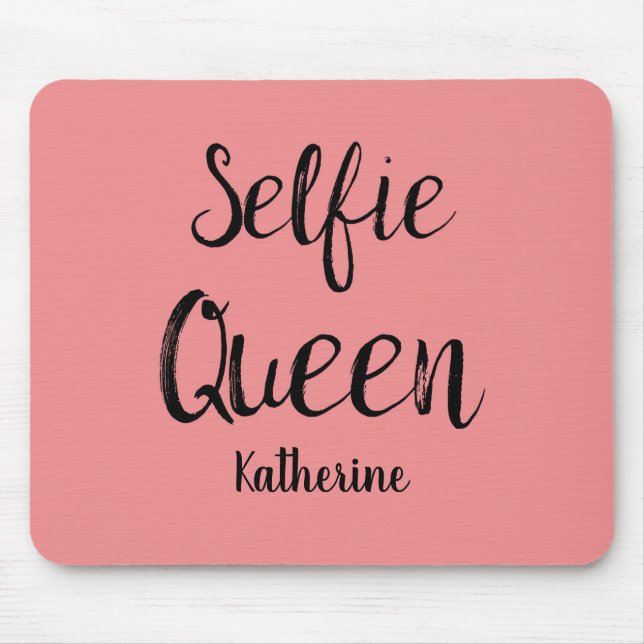 Mousepad Selfie Queen Name Personalised Coral Orange (Frente)
