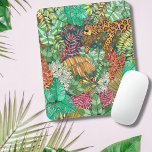 Mousepad Selgle Cat Watercolor<br><div class="desc">Este mouse pad é a maneira perfeita de iluminar seu espaço de trabalho com uma aquarela original de um cheio da selva da floresta tropical de plantas exóticas e uma onça acamada tirando um cochilo entre as folhagens. Uma casa ou um escritório divertidos para quartos de crianças na selva!</div>