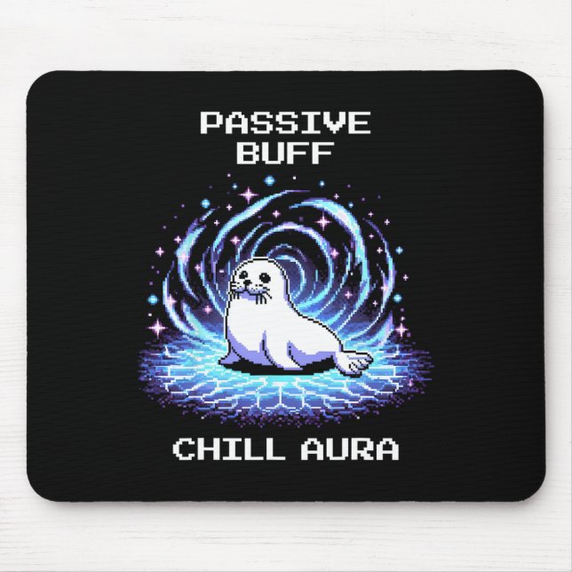 Mousepad Selo de Arte Pixel de Aura Relaxante Pive Buff Jog (Frente)