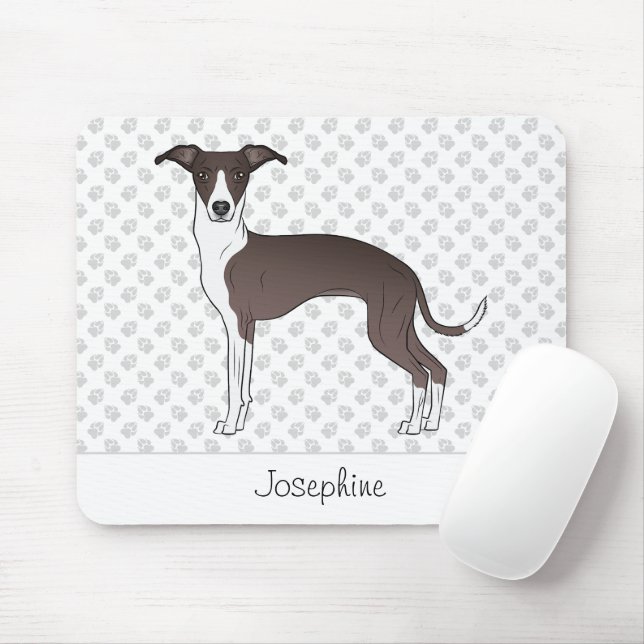 Mousepad Selo E Greyhound Italiano Branco Com Nome Personal (Com mouse)