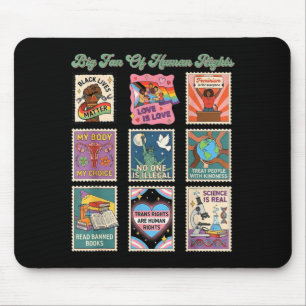 Mousepad Selo retrô grande fã dos direitos humanos citação 