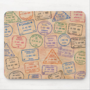 Mousepad Selos de Passaporte Antigos Ephemera de Viagem Col