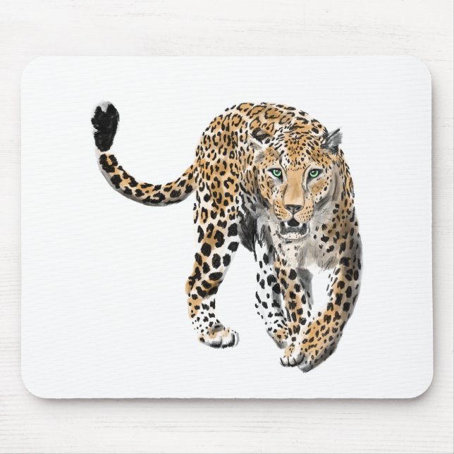 Mousepad selva de leopardo-d-água pintada de verde-animal (Frente)