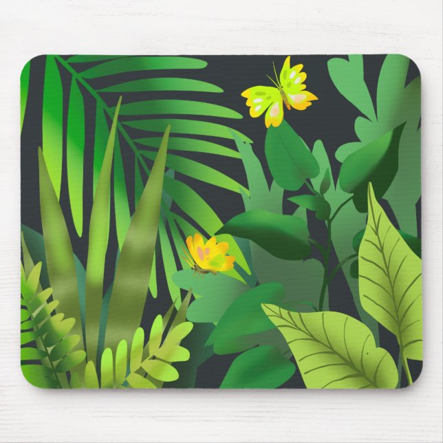 Mousepad Selva verde com borboletas (Frente)