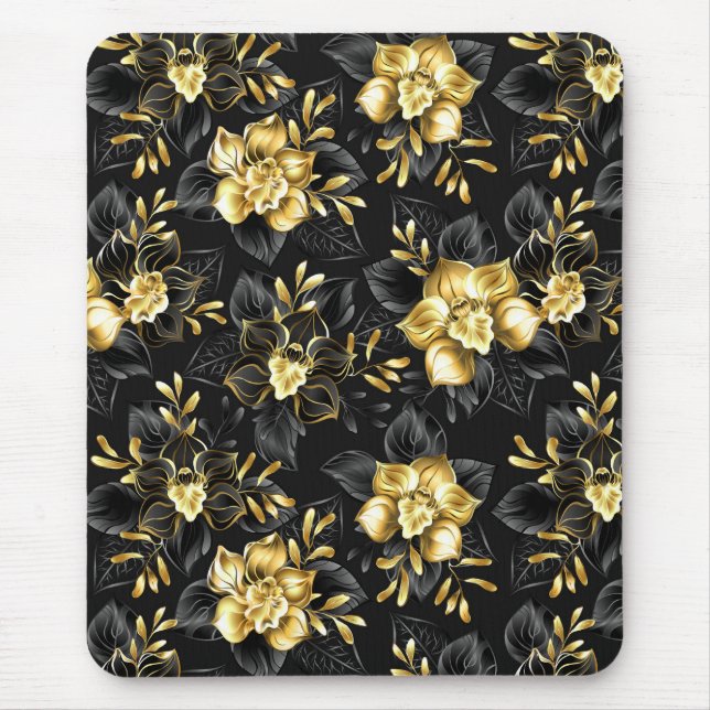 Mousepad Sem costura com orquídeas de joalharia (Frente)