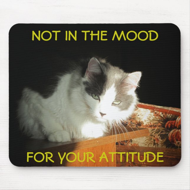 Mousepad Sem humor para seu meme de gato de atitude (Frente)