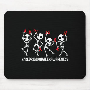 Mousepad Semana Vermelha da Fita Consciência Esqueleto Mulh