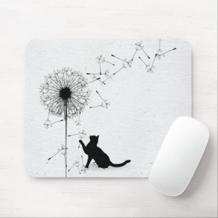 Mousepad Sementes de Gato Negro e Dandelion
