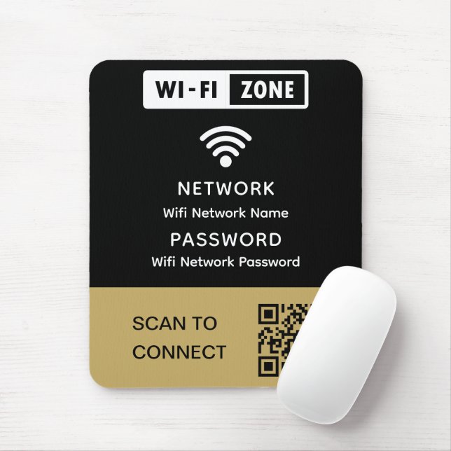 Mousepad Senha de Rede de Código QR de Wifi Elegante Simple (Com mouse)