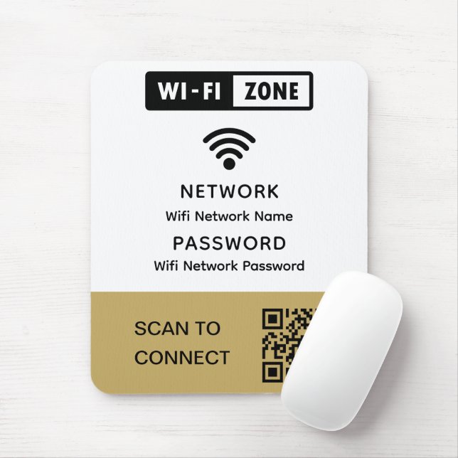 Mousepad Senha de Rede de Código QR de Wifi Elegante Simple (Com mouse)