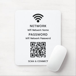 Mousepad Senha de Rede de Código QR de Wifi Simples Branco
