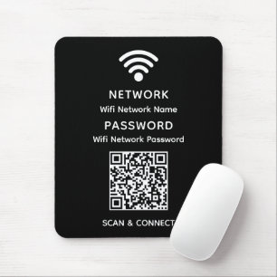 Mousepad Senha de Rede de Código QR de Wifi Simples Preto