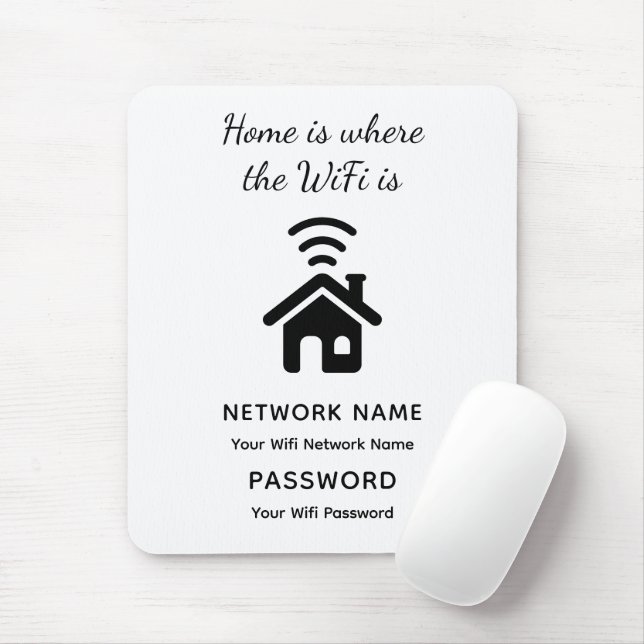 Mousepad Senha e rede WiFi personalizadas para convidados (Com mouse)