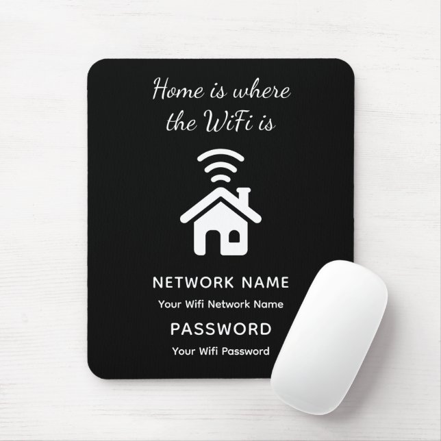 Mousepad Senha e rede WiFi personalizadas para convidados (Com mouse)