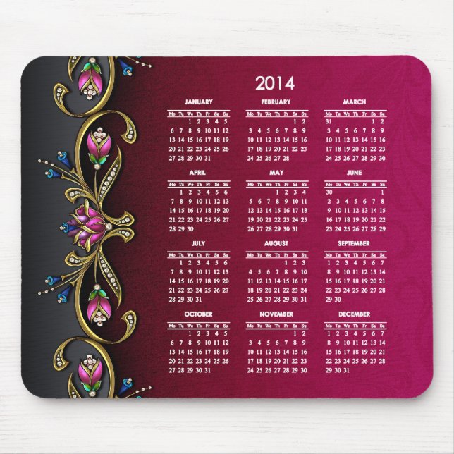 Mousepad Senhora chamativo 2014 calendário (Frente)