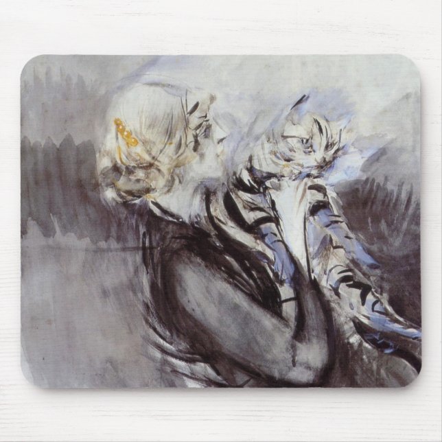 Mousepad Senhora com um gato de Cinza (por Giovanni Boldini (Frente)
