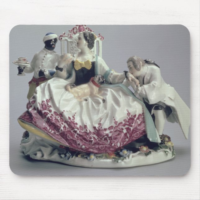 Mousepad Senhora com um lapdog, um homem e um empregado (Frente)