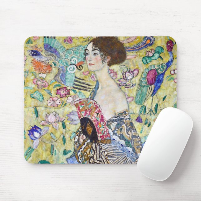 Mousepad Senhora com ventilador, Gustav Klimt (Com mouse)