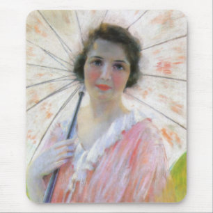Mousepad Senhora de vestido rosa com parasol (Robert Reid)