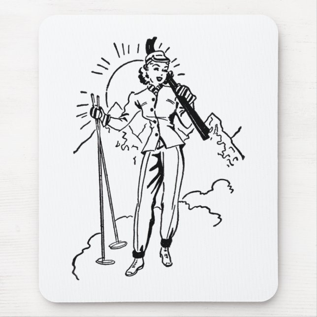 Mousepad Senhora do Esqui Retro (Frente)