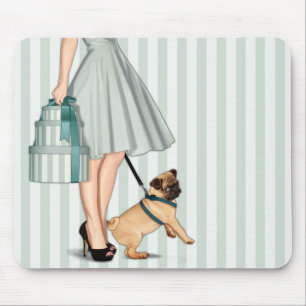 Mousepad Senhora e pug elegantes