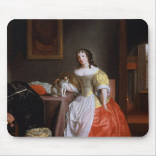 Mousepad Senhora em um vestido amarelo e vermelho