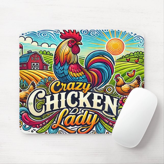 Mousepad Senhora Louca de Frango (Com mouse)